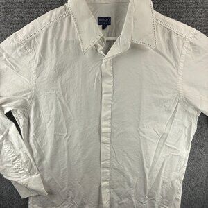 Kenzo Homme Point 17 White Solid Button Up Streetwear Shirt Long Sleeve Mens
